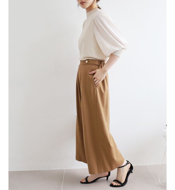 le.coeur blanc「ウールライクウエストデザインワイドクロップドパンツ」|その他|