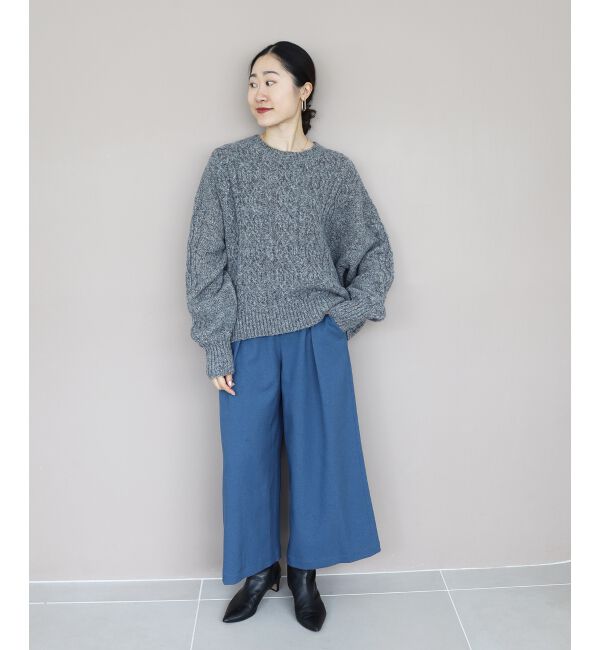 le.coeur blanc「ウールライクウエストデザインワイドクロップドパンツ」|その他|