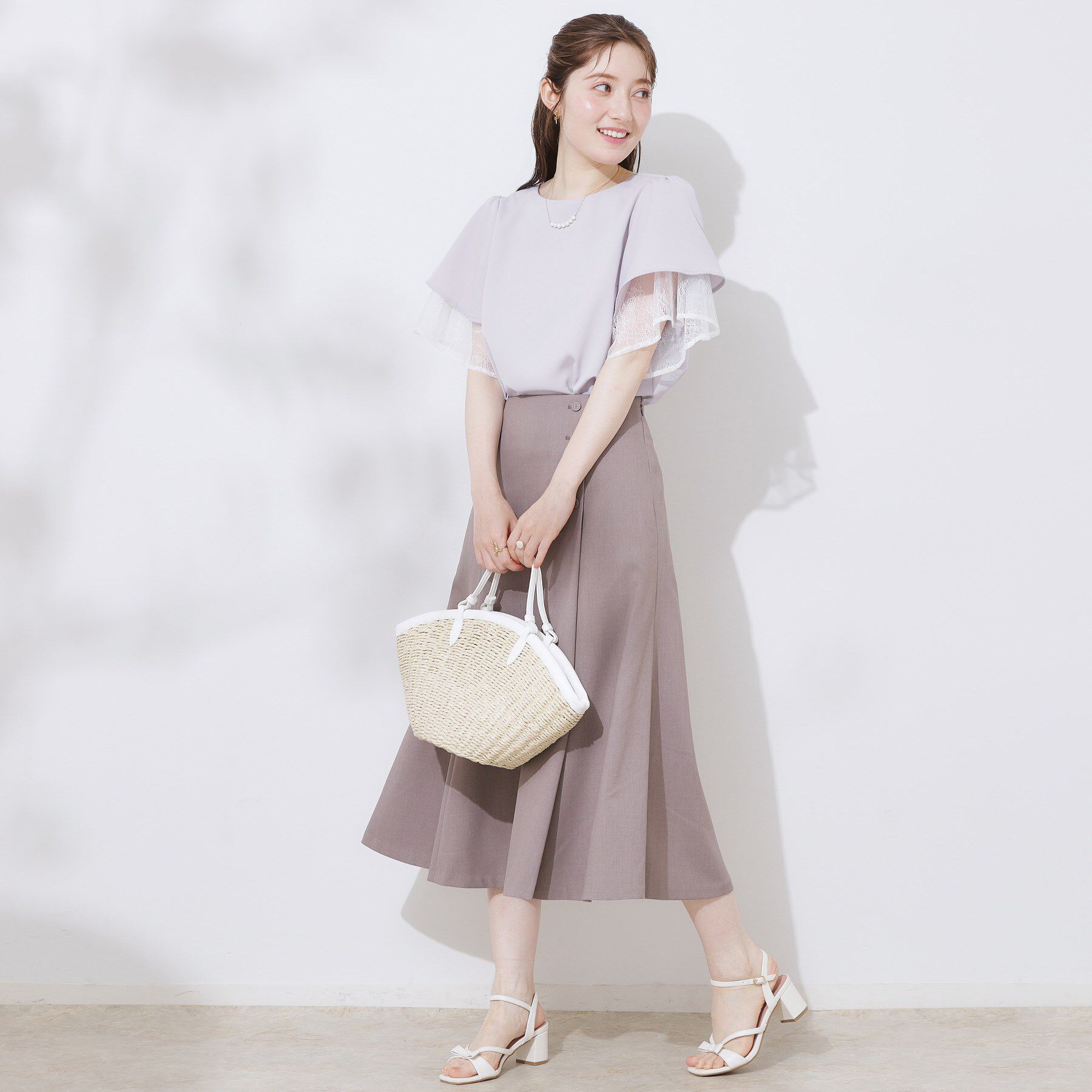 Couture broach「【マシンウォッシャブル・一枚で着映える】レース重ねフレアブラウス」|シャツ・ブラウス|
