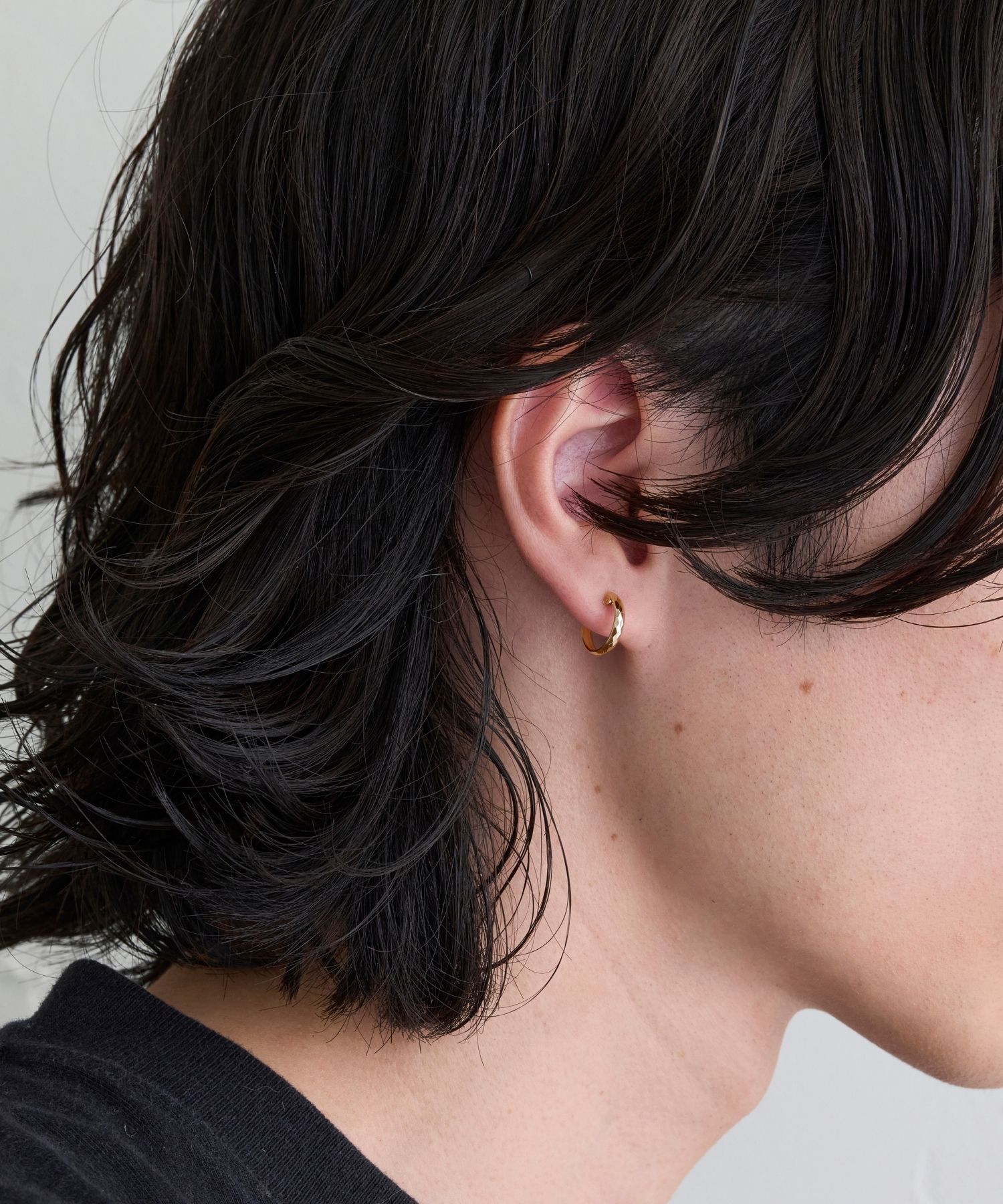 JUPITER「【K10】ダイヤモンドカットフープピアス/片耳 ゴールド」|ピアス|