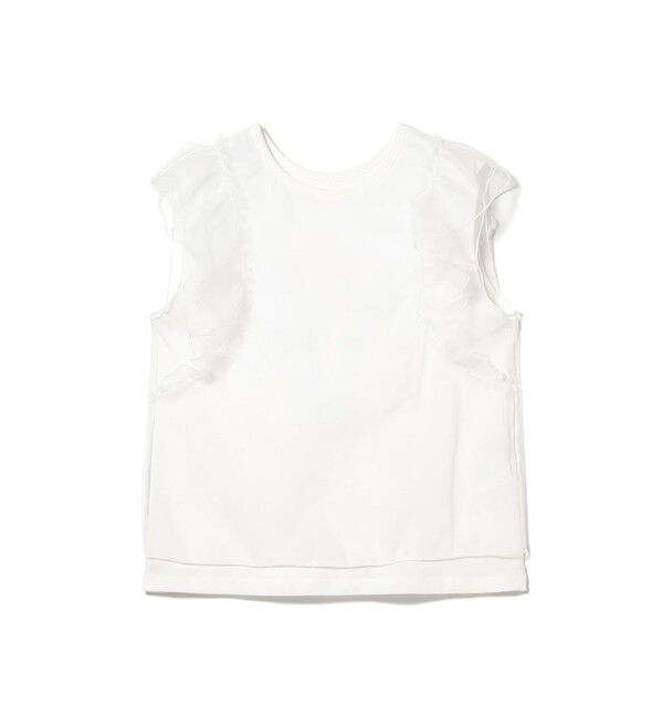 Ray BEAMS 「チュール レイヤー ラッフル フレンチスリーブ」|Tシャツ・カットソー|WHITE
