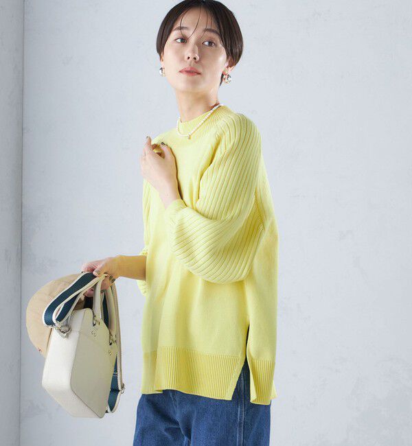 SHIPS for women「〈手洗い可能〉マーセライズ コットン 編地 切替 プルオーバー 24SS ◇」|ニット・セーター|