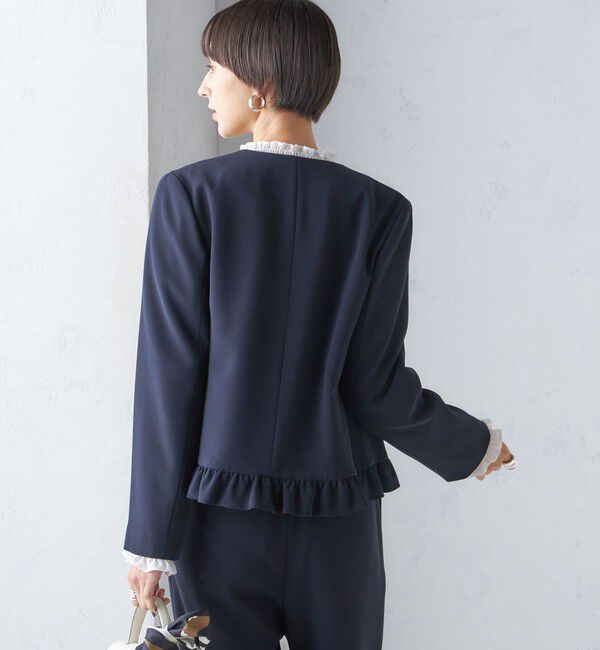 SHIPS for women「〈手洗い可能〉トリアセテート混 裾 フリル ジャケット（セットアップ対応）」|ノーカラージャケット|