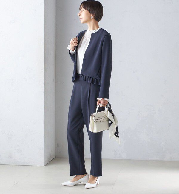 SHIPS for women「〈手洗い可能〉トリアセテート混 裾 フリル ジャケット（セットアップ対応）」|ノーカラージャケット|