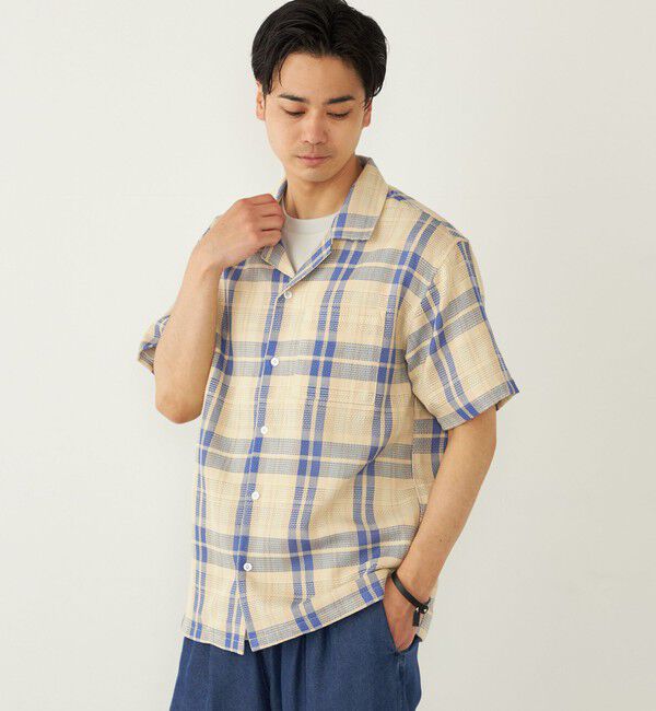 SHIPS Colors 「SHIPS Colors: 〈洗濯機可能〉 カラミ チェック オープンカラー シャツ」|シャツ・ブラウス|