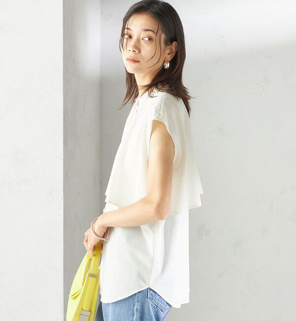 SHIPS for women「〈手洗い可能〉シアー トリコット フレア ヨーク ノースリーブ ブラウス」|シャツ・ブラウス|