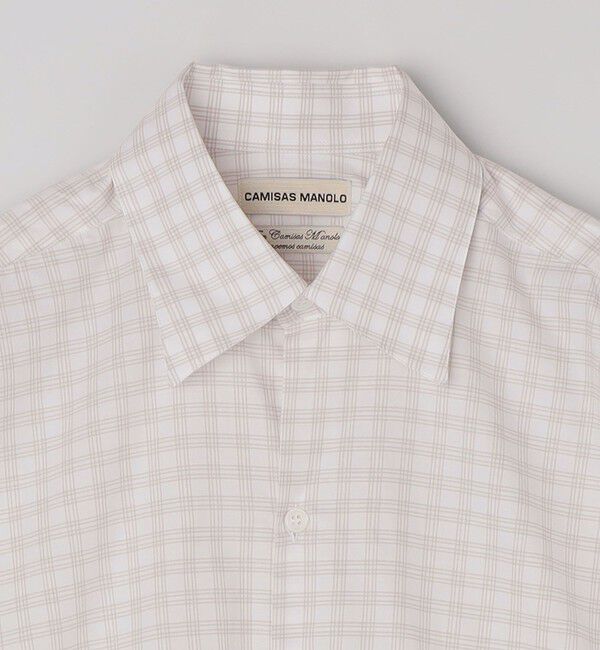SHIPS「CAMISAS MANOLO: OFF WHITE GREY CHECKS NORMAL SHIRT」|シャツ・ブラウス|