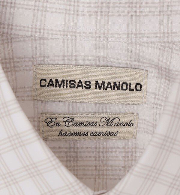 SHIPS「CAMISAS MANOLO: OFF WHITE GREY CHECKS NORMAL SHIRT」|シャツ・ブラウス|
