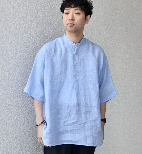 SHIPS any「SHIPS any:〈洗濯機可能〉ピュアリネン バンド スキッパー ハーフスリーブ プルオーバー シャツ 26SS◇」|シャツ・ブラウス|