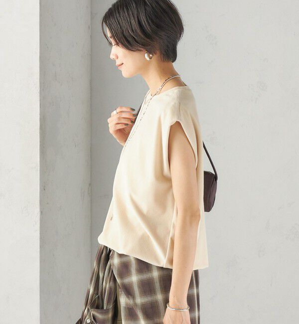 SHIPS for women「《予約》〈接触冷感 / UVカット〉マイクロ パイル フレンチ スリーブ プルオーバー」|Tシャツ・カットソー|サンドベージュ