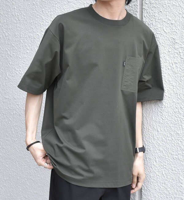 SHIPS any「【WEB限定】SHIPS any: リラックス ナイロンポケット クルーネック Tシャツ◆」|Tシャツ・カットソー|オリーブ
