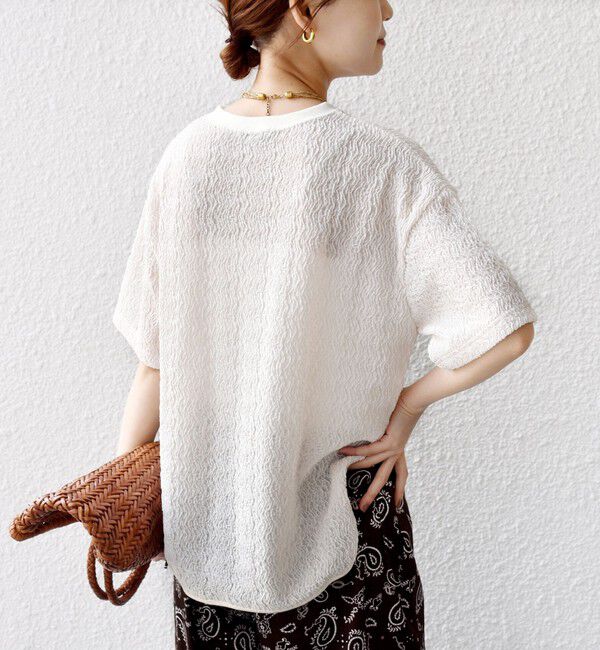 SHIPS for women「【WEB限定】〈手洗い可能〉ウェーブ クレープ ショート スリーブ カットソー」|Tシャツ・カットソー|