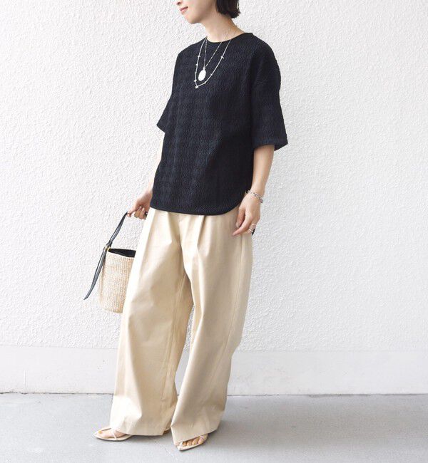 SHIPS for women「【WEB限定】〈手洗い可能〉ウェーブ クレープ ショート スリーブ カットソー」|Tシャツ・カットソー|