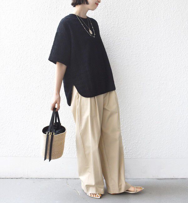 SHIPS for women「【WEB限定】〈手洗い可能〉ウェーブ クレープ ショート スリーブ カットソー」|Tシャツ・カットソー|