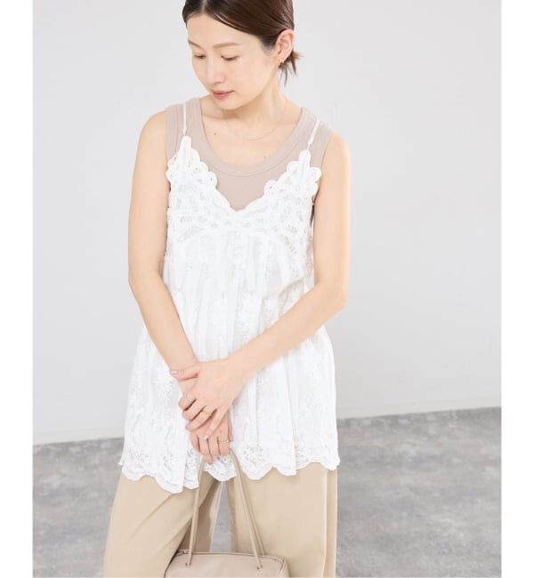 IENA「《UVカット》テレコストレッチフレンチノースリーブ」|Tシャツ・カットソー|
