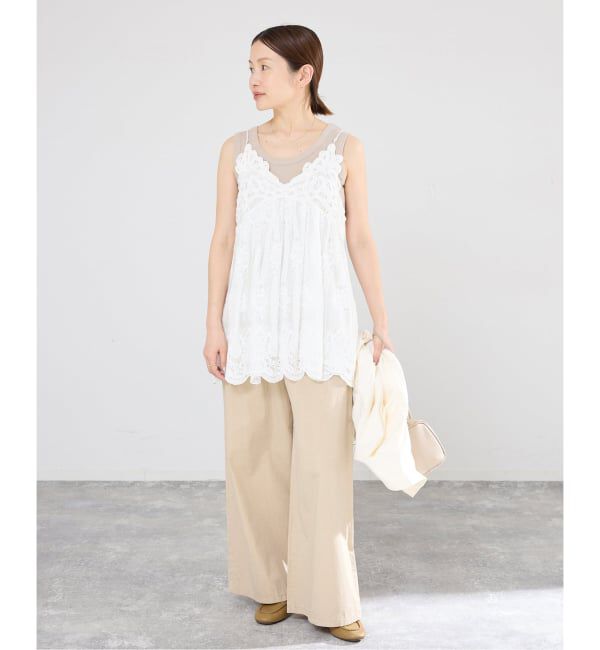 IENA「《UVカット》テレコストレッチフレンチノースリーブ」|Tシャツ・カットソー|