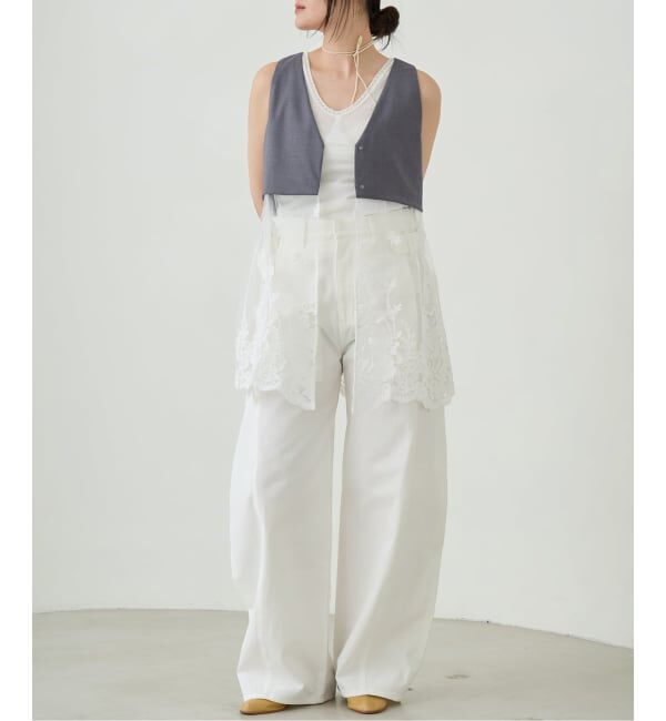IENA LA BOUCLE「《予約》IENA LA BOUCLE チュールレースノースリーブベスト」|ベスト・ジレ|