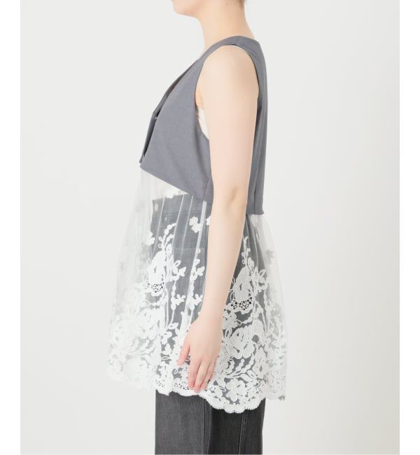 IENA LA BOUCLE「《予約》IENA LA BOUCLE チュールレースノースリーブベスト」|ベスト・ジレ|