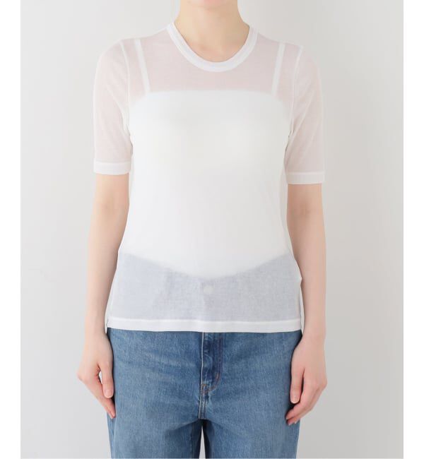 IENA LA BOUCLE「IENA LA BOUCLE 水撚りガスフライス半袖プルオーバー」|Tシャツ・カットソー|ホワイト