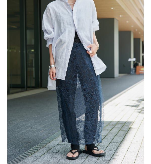 VERMEIL par iena「Lace Overlay Scarf」|その他|ブルー