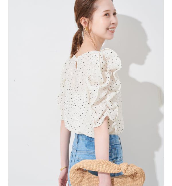 SLOBE IENA「《WEB限定カラーあり/追加予約》シアードット袖ボリュームブラウス」|シャツ・ブラウス|