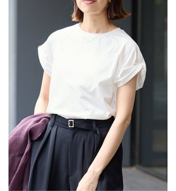 IENA「ツイストスリーブTシャツ」|Tシャツ・カットソー|ホワイト