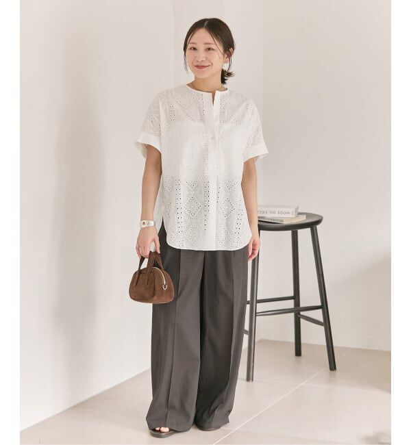 JOURNAL STANDARD「カットワークレースノーカラーブラウス」|シャツ・ブラウス|