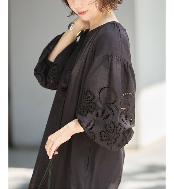 journal standard L'essage「《追加》カットワークエンブロイダリーワンピース」|ワンピース|ブラック