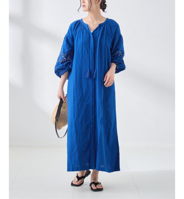 journal standard L'essage「《追加》カットワークエンブロイダリーワンピース」|ワンピース|ブルー A