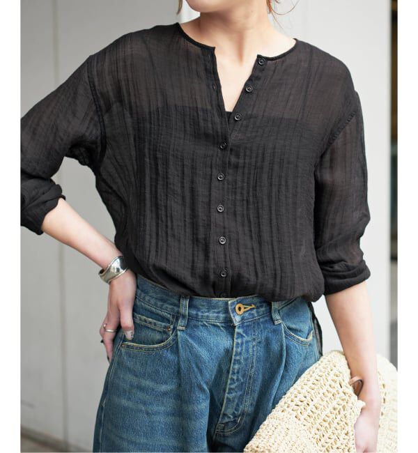 Spick and Span「クレープクルーネックブラウス」|シャツ・ブラウス|