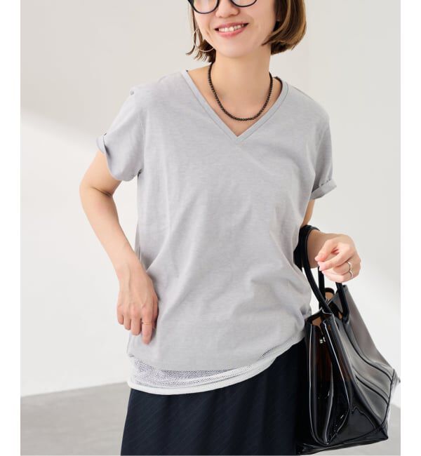 FRAMeWORK「TCR-V/N-Tee」|Tシャツ・カットソー|グレーA