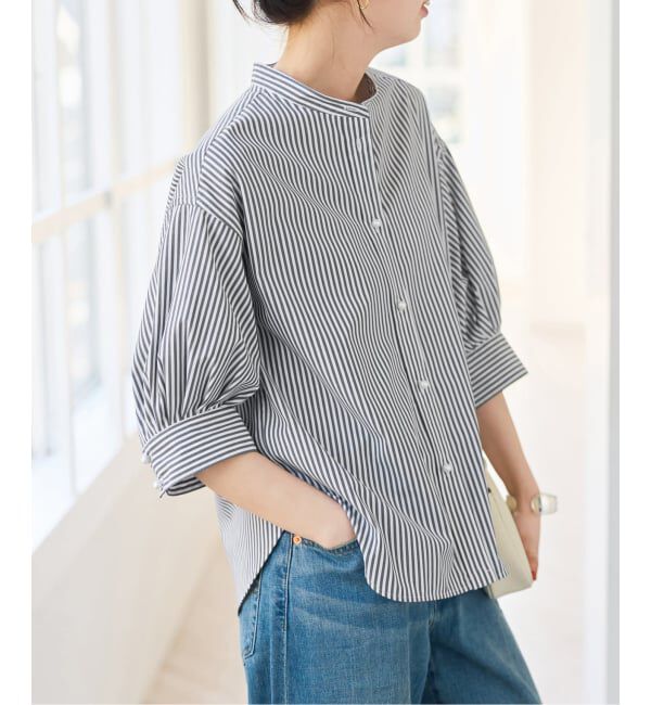 Spick and Span「《追加予約》パールボタンギャザースリーブシャツ」|シャツ・ブラウス|