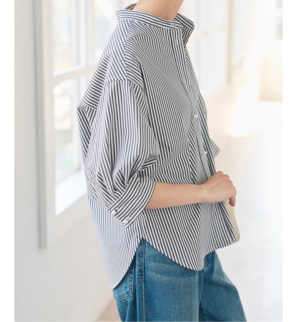 Spick and Span「《追加予約》パールボタンギャザースリーブシャツ」|シャツ・ブラウス|