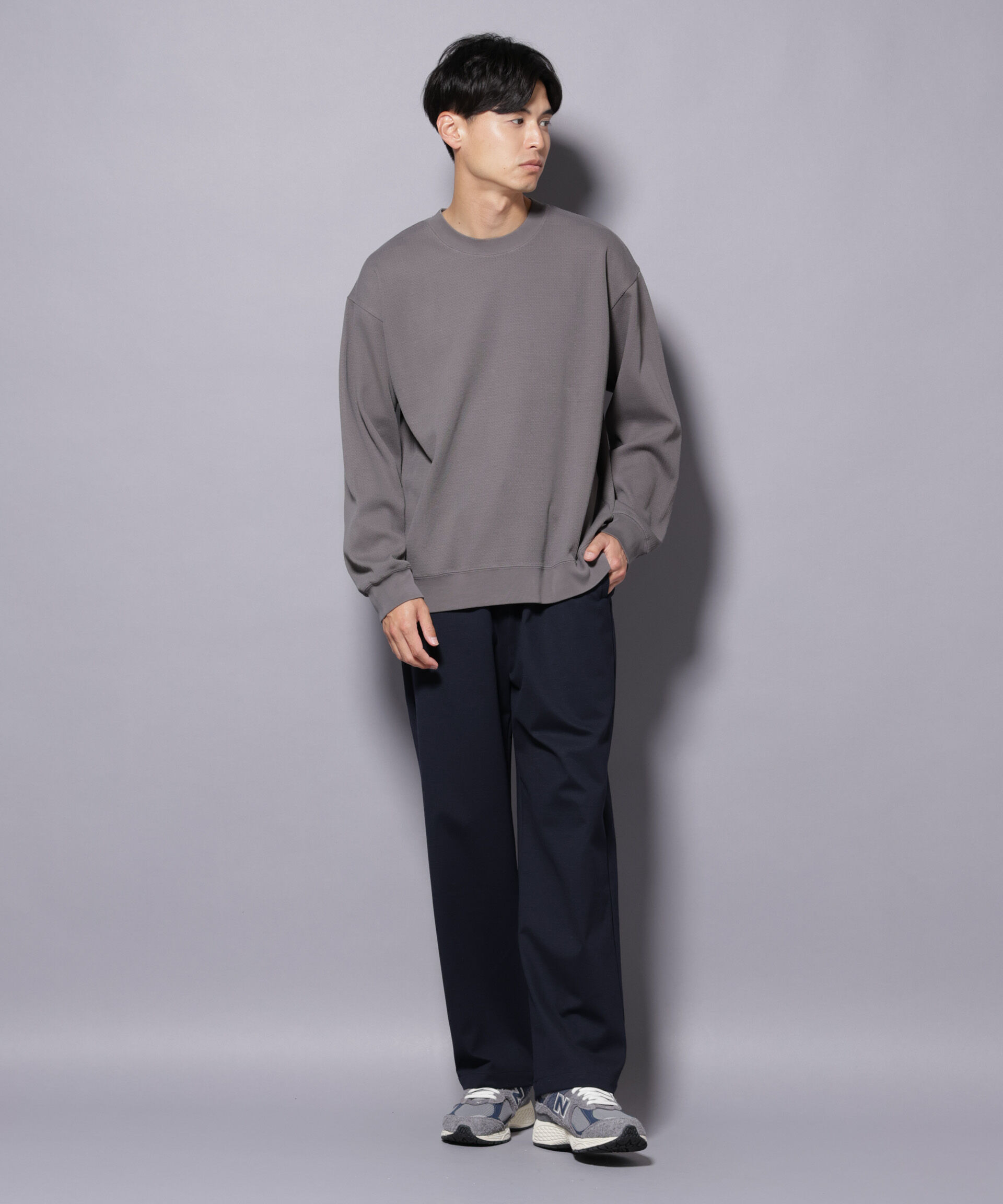 nano･universe「コットンガーメントダイサーマルクルーネックプルオーバー」|Tシャツ・カットソー|