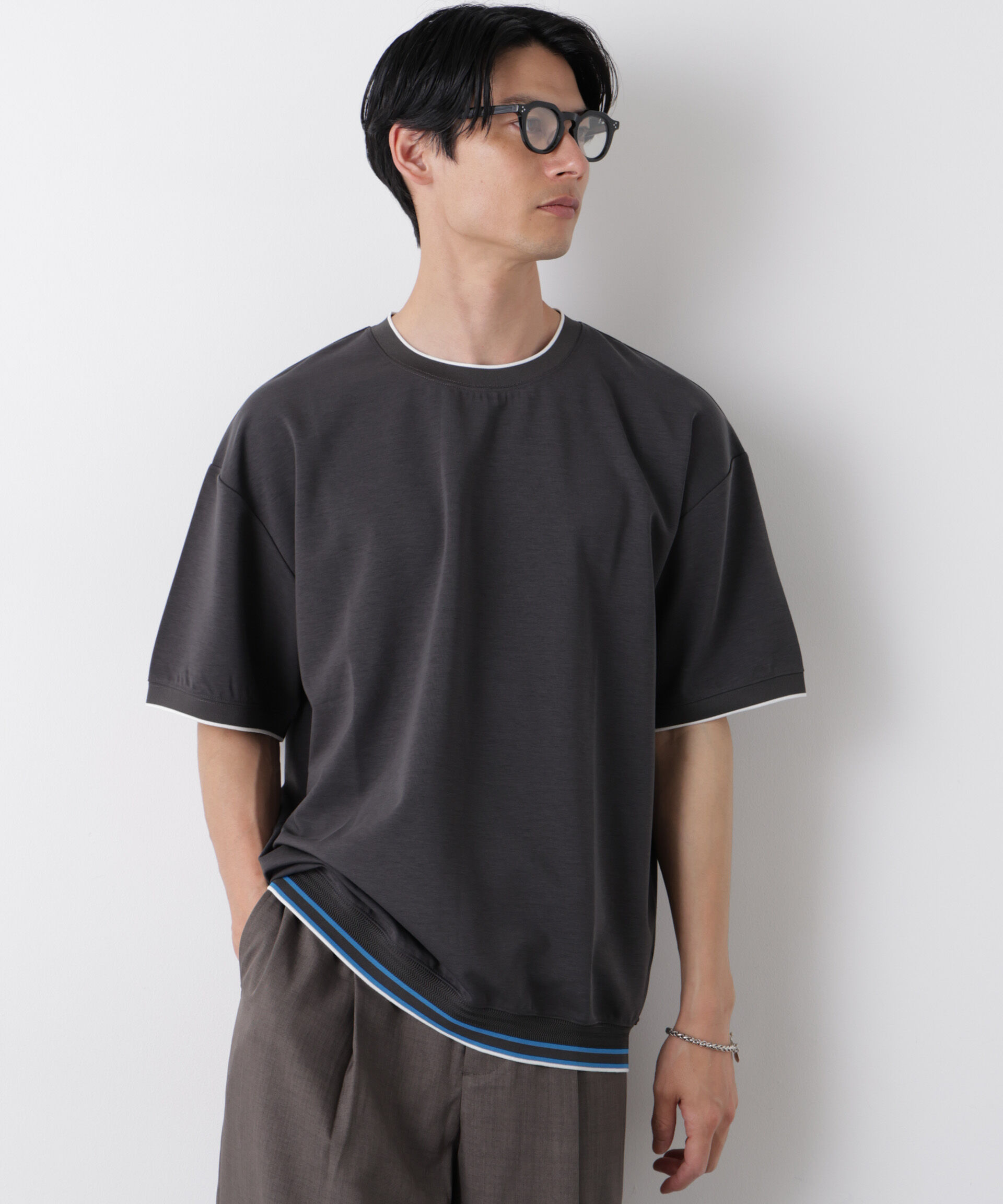 nano･universe「リブスムースTシャツ 半袖」|Tシャツ・カットソー|
