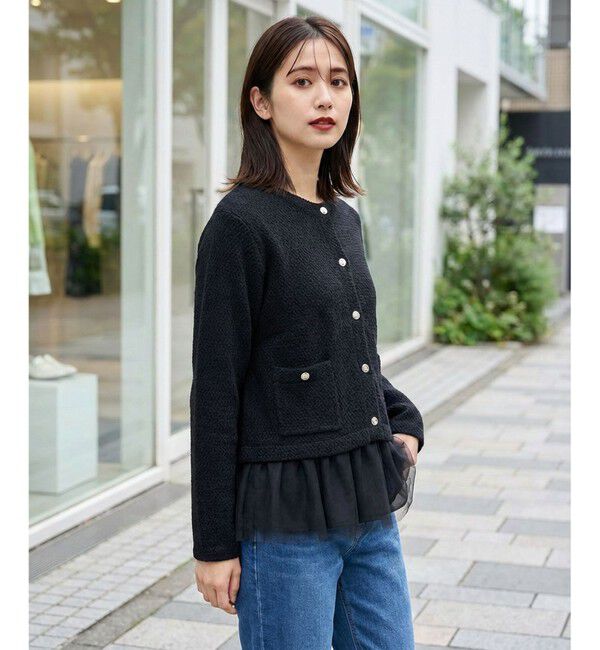 ANY SIS「【2SET】チュールインナー ツイン」|カーディガン|ブラック