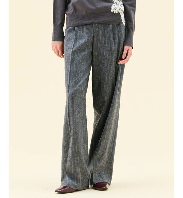 BEIGE,「【Precious掲載】DELAND / ウールピンストライプハイウエストタックパンツ」|その他|Gray St.