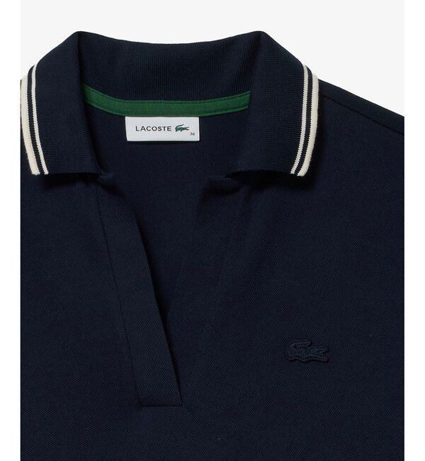 LACOSTE「ラインリブスキッパーネック鹿の子ポロドレス」|ワンピース|