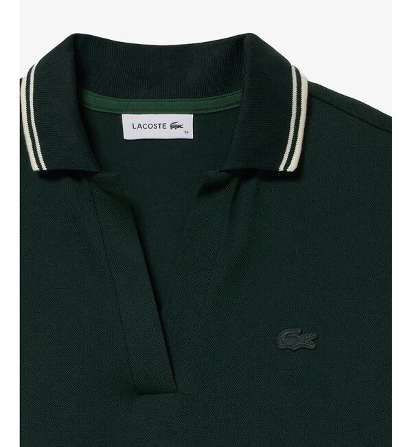 LACOSTE「ラインリブスキッパーネック鹿の子ポロドレス」|ワンピース|