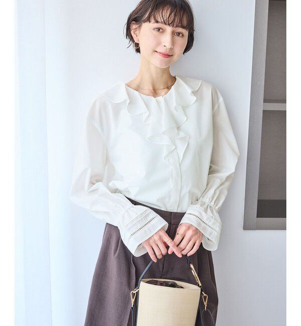 Rope&rsquo;Picnic「ハシゴレース&times;ラッフルフリルブラウス/UVケア」|シャツ・ブラウス|