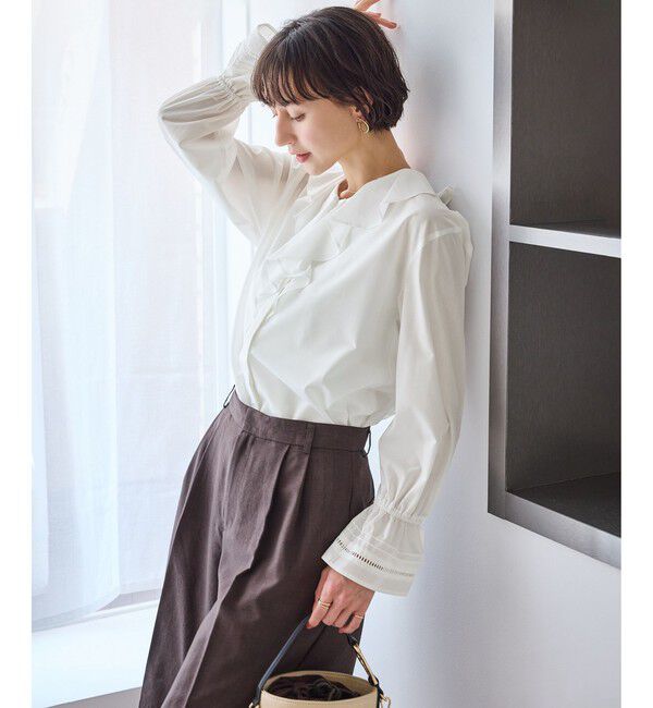 Rope&rsquo;Picnic「ハシゴレース&times;ラッフルフリルブラウス/UVケア」|シャツ・ブラウス|