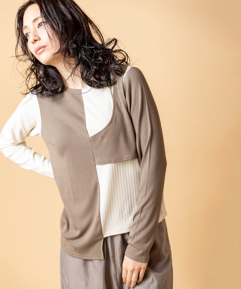 「2WAY配色テレコプルオーバー」|Tシャツ・カットソー|