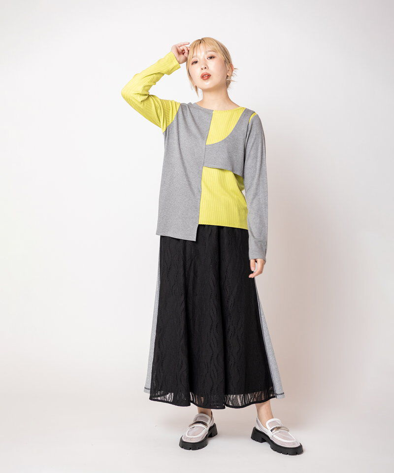 「2WAY配色テレコプルオーバー」|Tシャツ・カットソー|