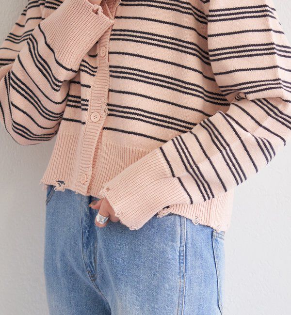  「B ボーダーダメージカーディガン」|その他|