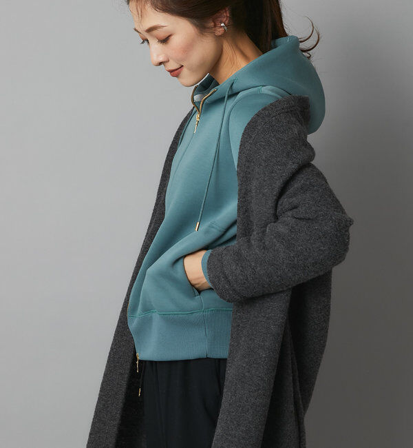  「【WEB限定/キレイめ上品】スポンジダンボールZIPパーカーカットソー」|パーカー|