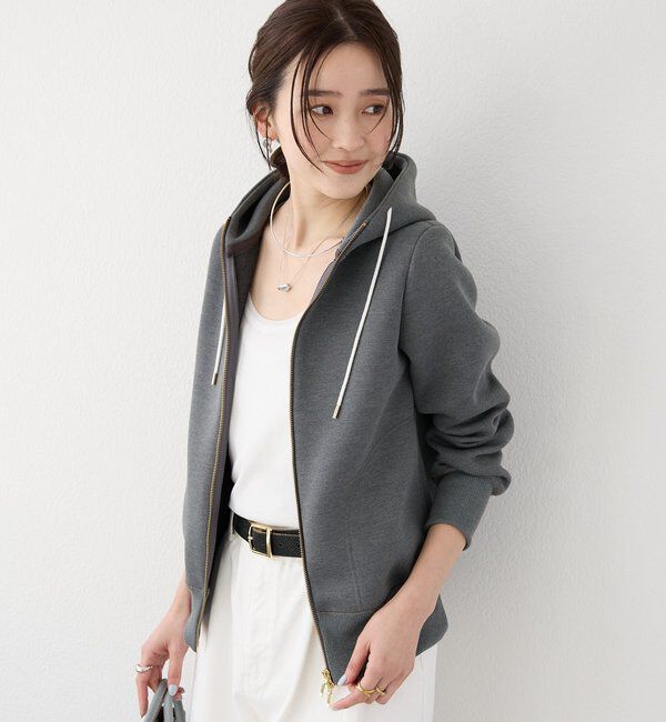  「【WEB限定/キレイめ上品】スポンジダンボールZIPパーカーカットソー」|パーカー|