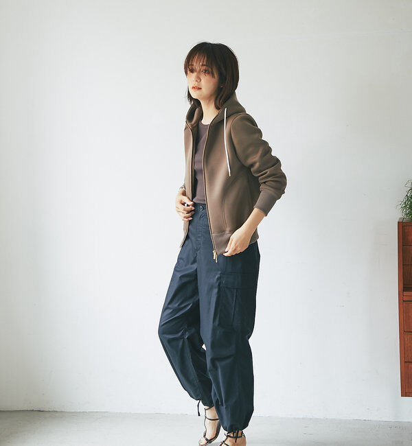  「【WEB限定/キレイめ上品】スポンジダンボールZIPパーカーカットソー」|パーカー|