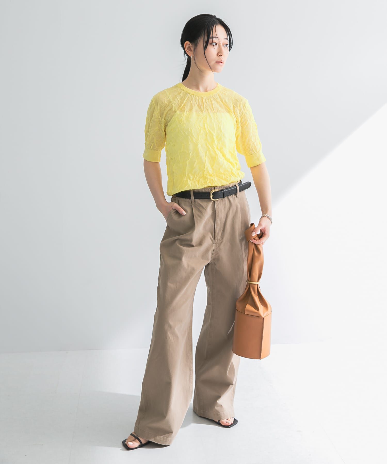 URBAN RESEARCH「new basic　リネン混ワッシャーハーフスリーブニット」|ニット・セーター|