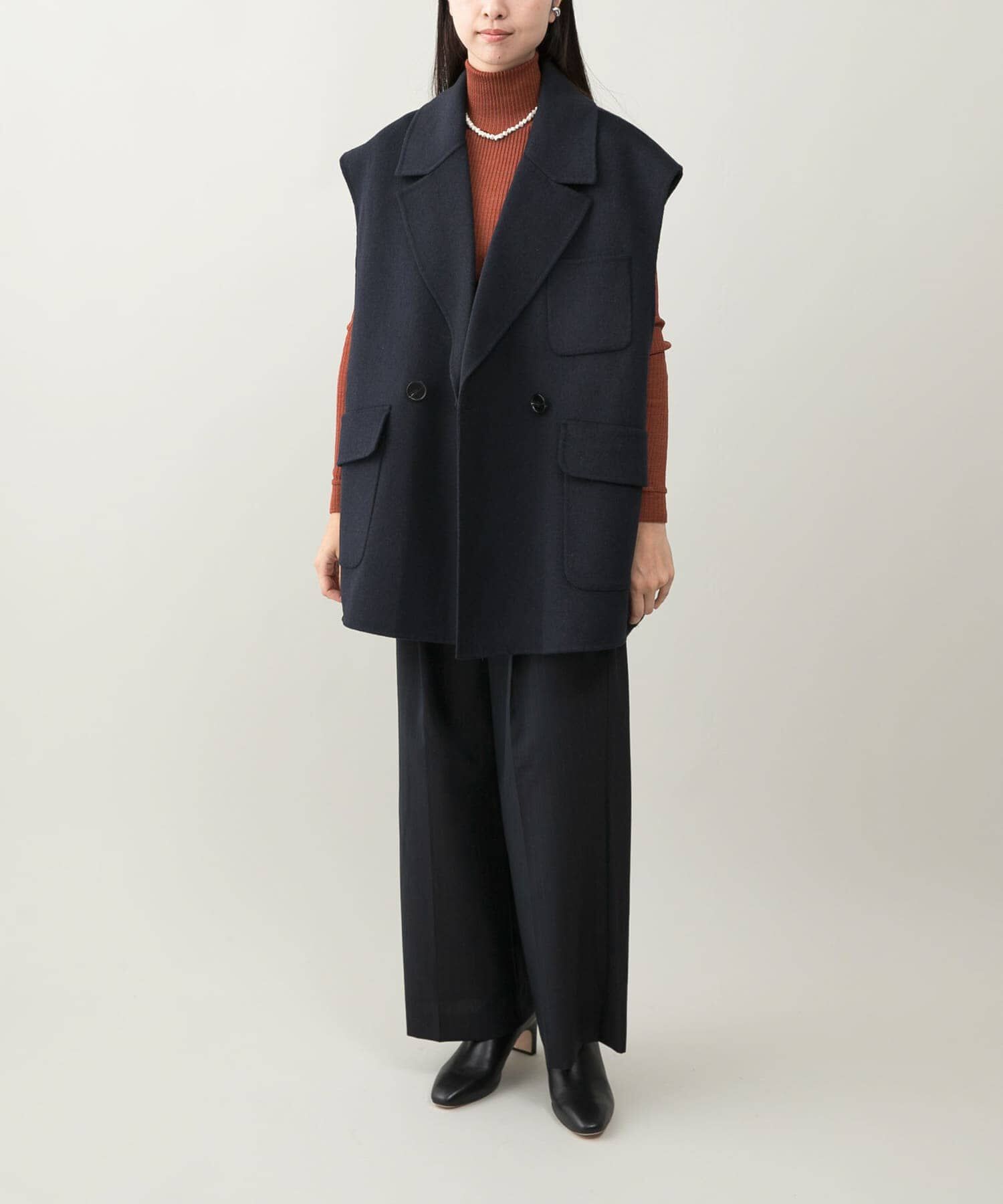 URBAN RESEARCH ROSSO「『一部別注カラー』YENN　DOUBLE FACE VEST JACKET」|ノーカラーコート|
