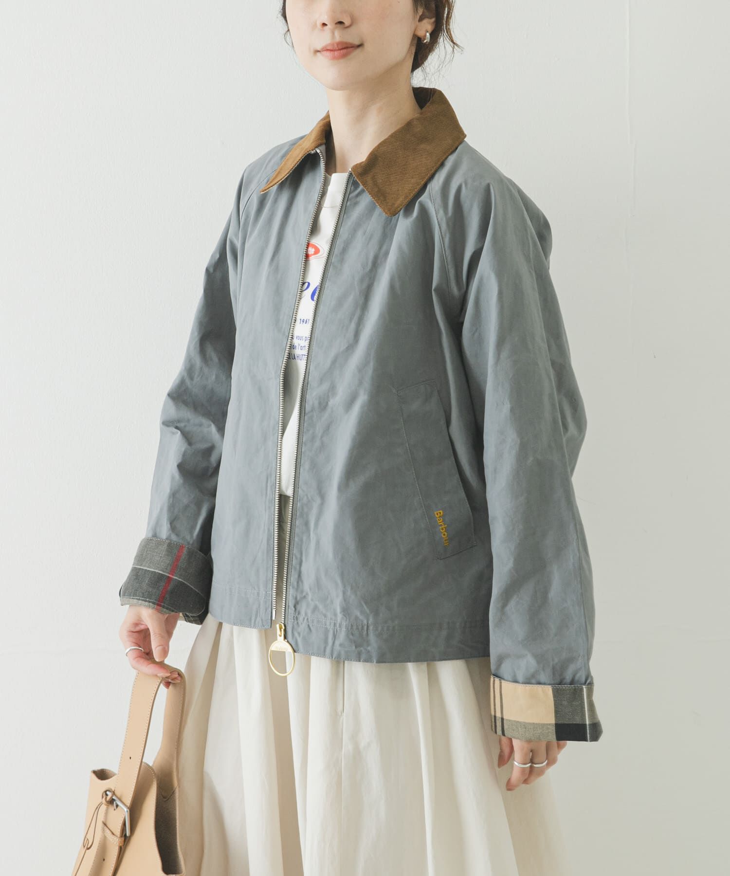 URBAN RESEARCH「Barbour　CATLIN CASUAL JACKET」|ノーカラーコート|グレー